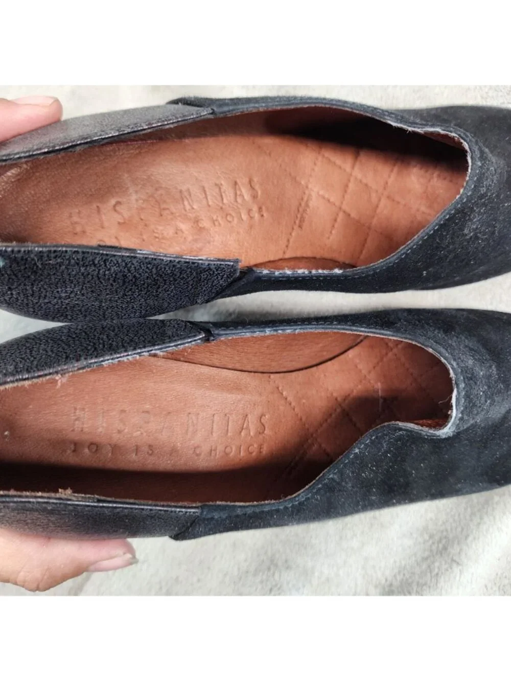 Hispanitas Shoes Womens Size EU 39.5 US 8.5 Black Suede Block Heel Booties *Read